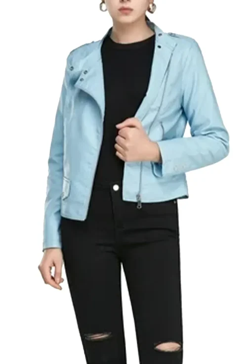 womens-casual-zip-up-blue-faux-leather-biker-jacket