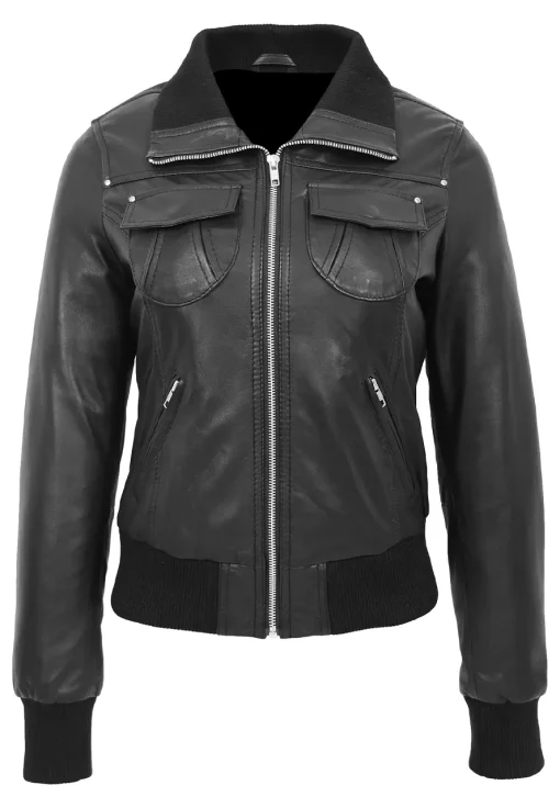 womens-classic-black-faux-leather-moto-bomber-jacket
