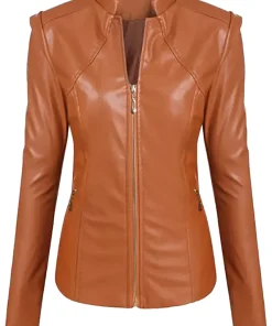 womens-classic-brown-faux-leather-motorcycle-jacket