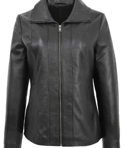 womens-classic-zip-fastening-black-faux-leather-jacket