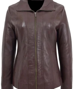 womens-classic-zip-fastening-brown-faux-leather-jacket