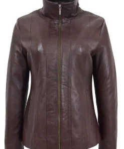 womens-classic-zip-fastening-brown-faux-leather-jacket