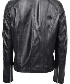 womens-collarless-black-biker-faux-leather-jacket
