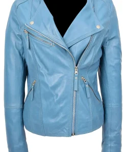 womens-collarless-blue-faux-leather-biker-jacket