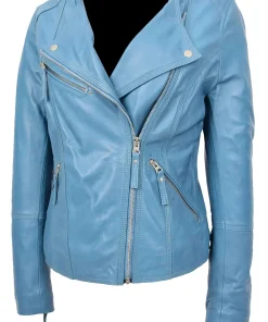 womens-collarless-blue-faux-leather-biker-jacket