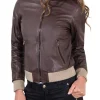 womens-dark-brown-faux-leather-bomber-jacket