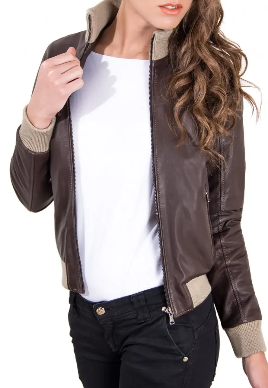 Women's Dark Brown Faux Leather Bomber Jacket 3 womens-dark-brown-faux-leather-bomber-jacket