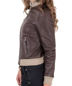 Women's Dark Brown Faux Leather Bomber Jacket 7 womens-dark-brown-faux-leather-bomber-jacket
