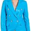 womens-double-breasted-light-blue-faux-leather-blazer