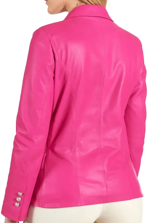 womens-double-breasted-pink-faux-leather-blazer