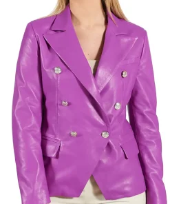 womens-double-breasted-purple-faux-leather-blazer