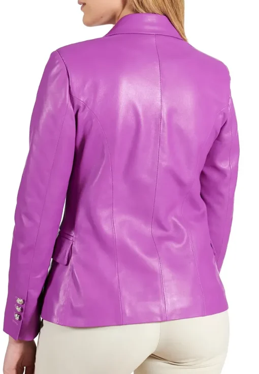 womens-double-breasted-purple-faux-leather-blazer