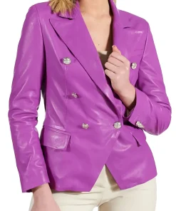 womens-double-breasted-purple-faux-leather-blazer