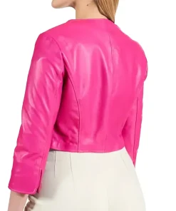 womens-fuchsia-faux-leather-bolero-jacket