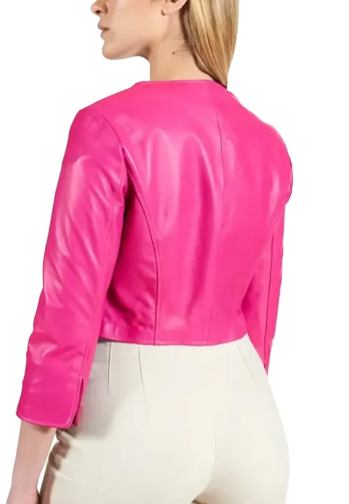 womens-fuchsia-faux-leather-bolero-jacket