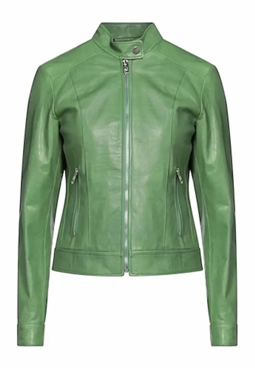 womens-green-biker-faux-leather-jacket