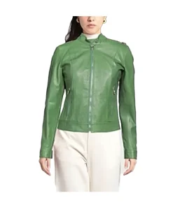 womens-green-biker-faux-leather-jacket