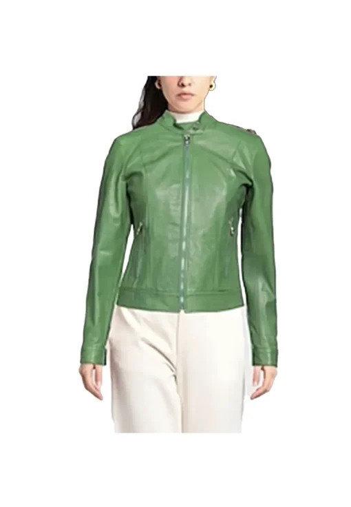 womens-green-biker-faux-leather-jacket