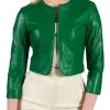 womens-green-faux-leather-bolero-jacket
