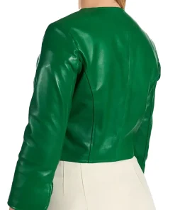 womens-green-faux-leather-bolero-jacket