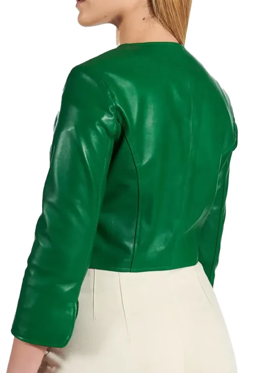 womens-green-faux-leather-bolero-jacket