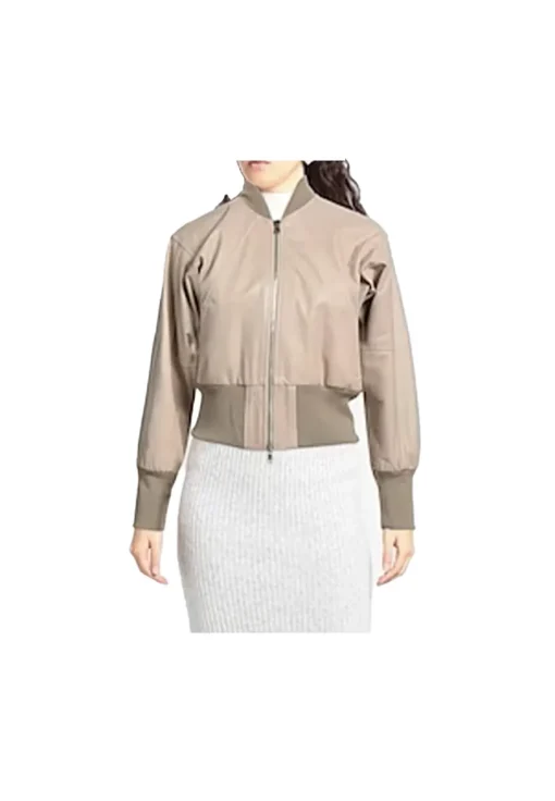 womens-long-sleeves-beige-faux-leather-bomber-jacket