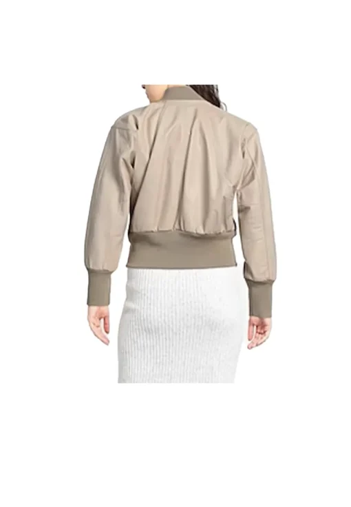 womens-long-sleeves-beige-faux-leather-bomber-jacket