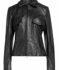womens-long-sleeves-black-faux-leather-jacket