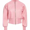 womens-long-sleeves-pink-faux-leather-bomber-jacket