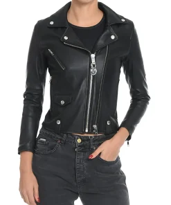 womens-lyfa-black-faux-leather-biker-jacket
