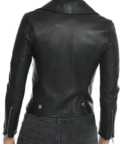 womens-lyfa-black-faux-leather-biker-jacket