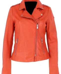 womens-orange-faux-leather-zipper-biker-jacket