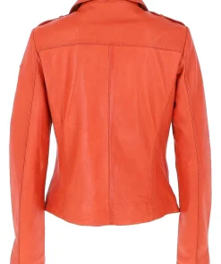 womens-orange-faux-leather-zipper-biker-jacket