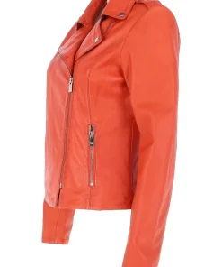 womens-orange-faux-leather-zipper-biker-jacket