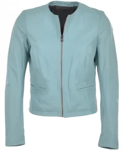womens-pale-blue-faux-leather-jacket