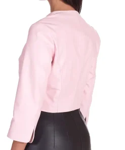 womens-pink-faux-leather-bolero-jacket