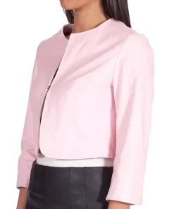 womens-pink-faux-leather-bolero-jacket