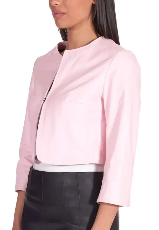 womens-pink-faux-leather-bolero-jacket
