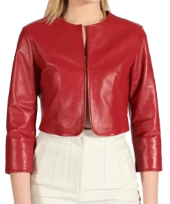 womens-red-faux-leather-bolero-jacket