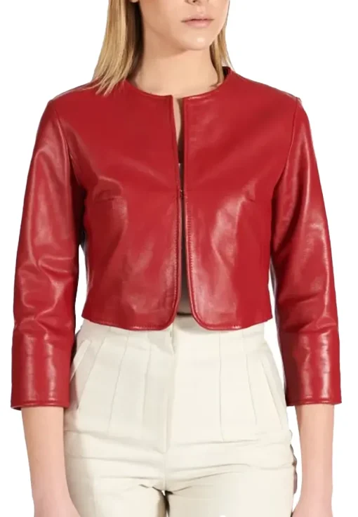 womens-red-faux-leather-bolero-jacket