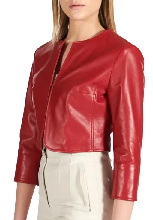 womens-red-faux-leather-bolero-jacket