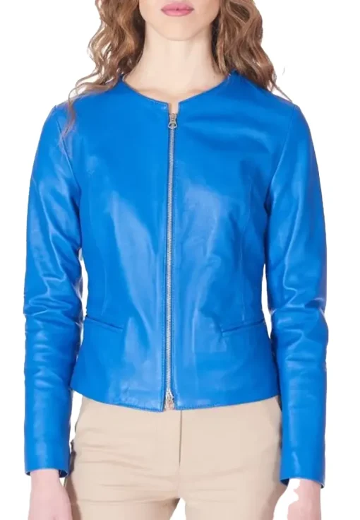 womens-round-collar-blue-faux-leather-jacket