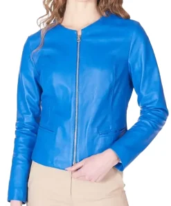 womens-round-collar-blue-faux-leather-jacket