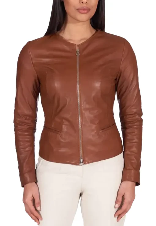 womens-round-collar-brown-faux-leather-jacket