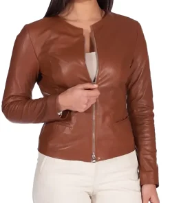 womens-round-collar-brown-faux-leather-jacket