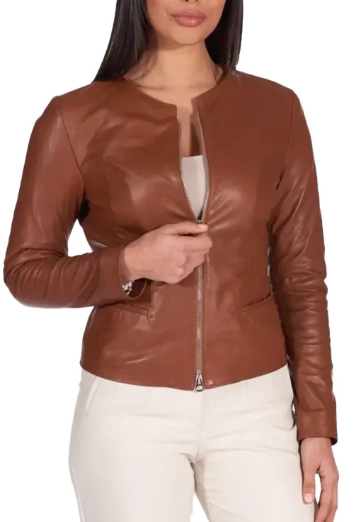 womens-round-collar-brown-faux-leather-jacket