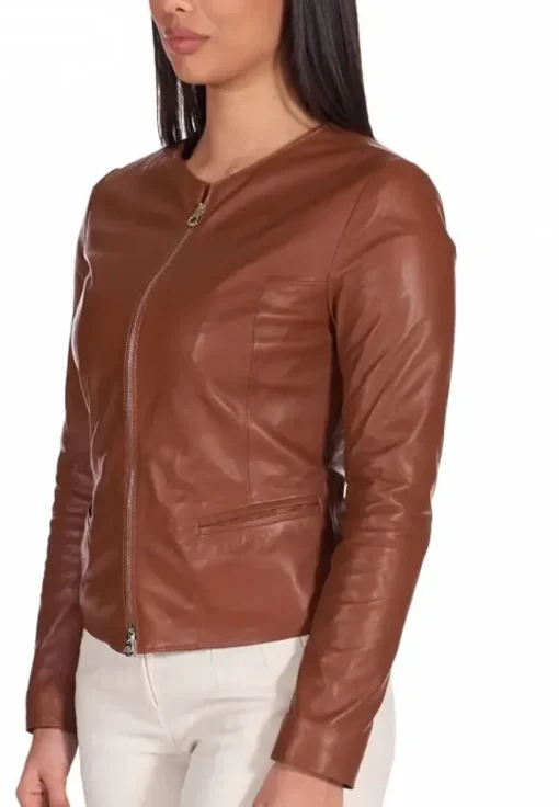 womens-round-collar-brown-faux-leather-jacket