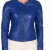 womens-round-collar-electric-blue-faux-leather-jacket