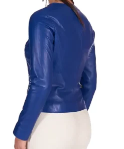 womens-round-collar-electric-blue-faux-leather-jacket