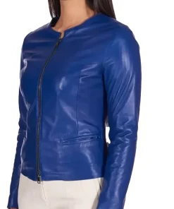 womens-round-collar-electric-blue-faux-leather-jacket